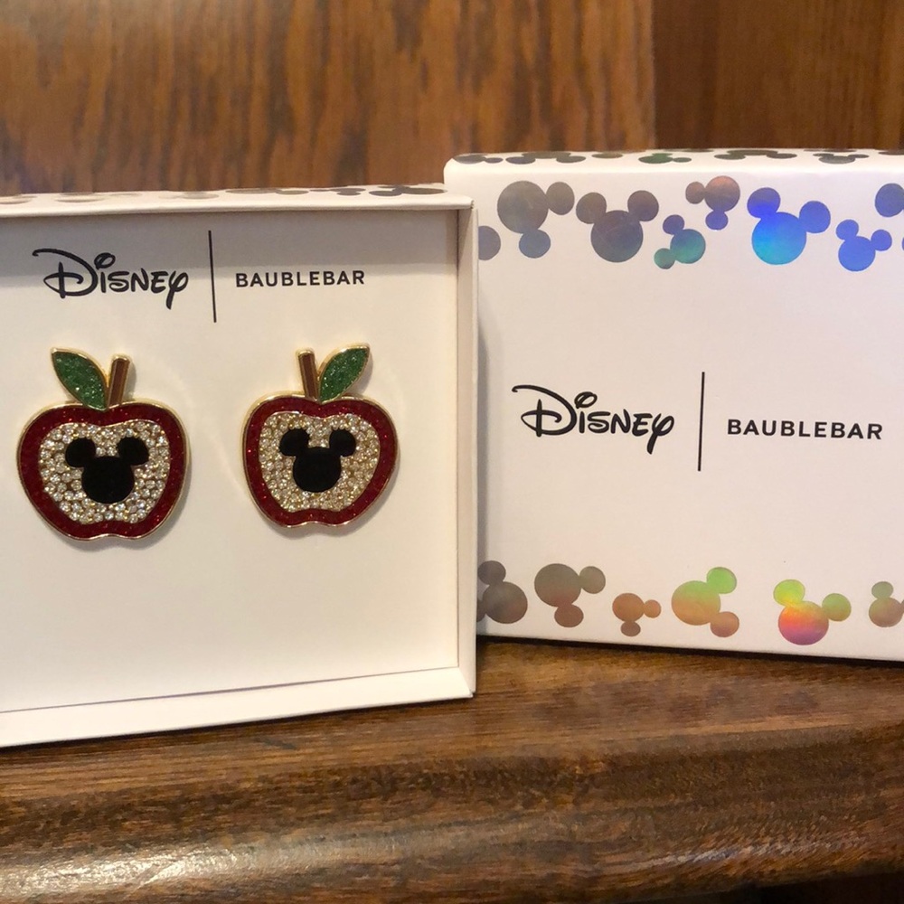 NIB-Disney x BaubleBar-Mickey Mouse & Apple 🍎 Gold Plated-Post Back Earrings